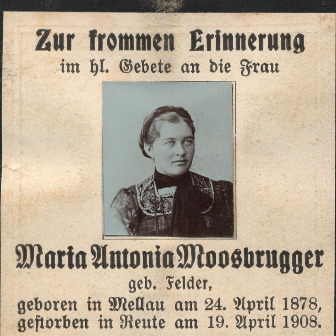 Sterbeanzeige Maria Antonia Moosbrugger